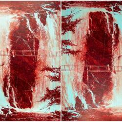 About (MT 97 4) ... by Mark Tansey (American) ... comparison with right side up (L) and upside down.