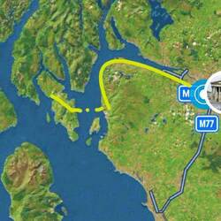 Glasgow (gälisch Ghlaschu) - Wemyss Bay (ferry) - Rothesay (Bute)