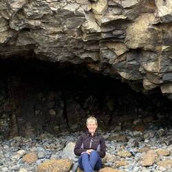 Nancy in a beach cave.