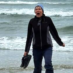 The water was so cold, our feet got ice cream headaches!