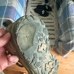 After nearly 600km my left shoe has worn thru...need to make it last a few more KM!