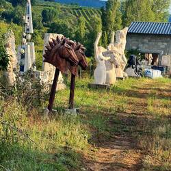 Cool statues in a field along the path
