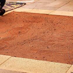 Three waterholes ... connected by running water ... Maruku Dot Painting class — Yulara.