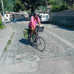 The shortest way up out of Ijevan is rather steep and with beautiful cobbles.