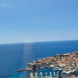 Looking down on Dubrovnik while whizzing past in the taxi