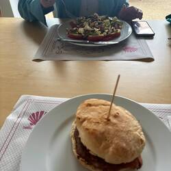 Dinner tonight- salad and a good old fashioned American burger!!