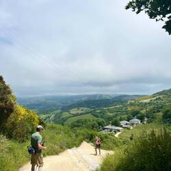 Meeting our friend Lindsey after a long tough climb!