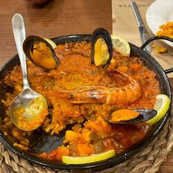 Our last night in Seville we treated ourselves to seafood paella.