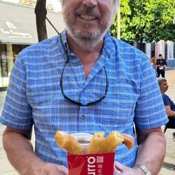 We went on a food tour and one of the stops was for churros-which they serve with cups of chocolate.