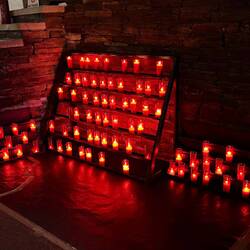 Candles in church at O Cebreiro
