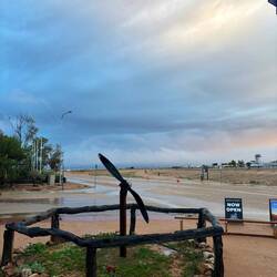 Dark stormy skies over Birdsville and at least 12.4 mm of rain.