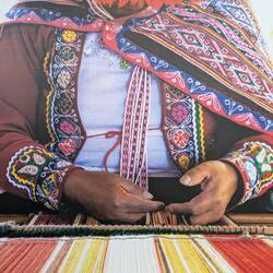 Weaving of colorful textiles made from llama, alpaca and sheep wool