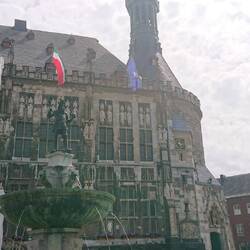 Charlemagne statue and fountain in front of the town hall