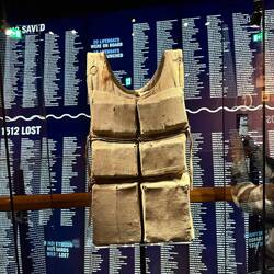 One of the original life vests from the Titanic. It's stuffed with cork.