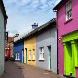 Colorful street scape in Kinsale.