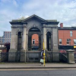 This portico used to be a part of the Dublins main maternity hospital. Now only the front remains