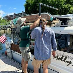 Measuring our boat. We're good 👍