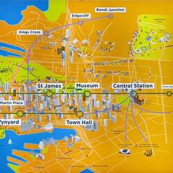 Map of the T8 train which loops through the airport — Sydney, NSW.