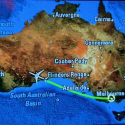 Flying over Mum and Dad who's on the Nullarbor.