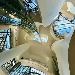 Looking up into the atrium of the museum. It's very hard to capture all the unique aspects.