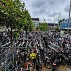 The bike rack at the train station