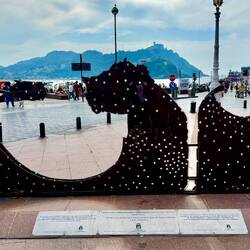 Hole studded sculpture commemorating San Sebastian’s victims of the Spanish Civil war.
