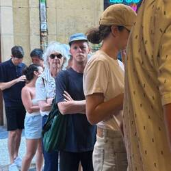 The anchovy place was so popular there was a line out the door.