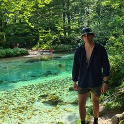 Glacier fed river into lake bohinj