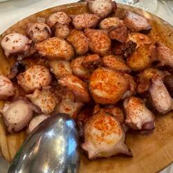 My appetizer was octopus. Sprinkled with dried peppers so slightly spicy and really good!