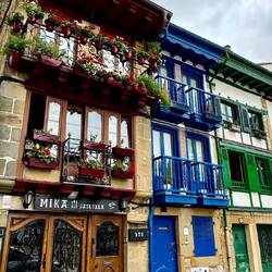 This is Hondarribia with its charming painted wooden homes.
