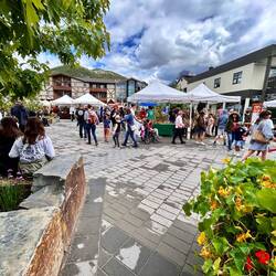 small farmers market and live music everywhere