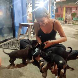 8 Puppys und happy Backpacker😍