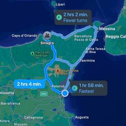 The route up on the left and back on the right