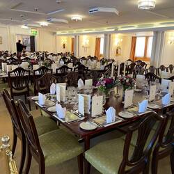 In the dining room; seats 80 people.