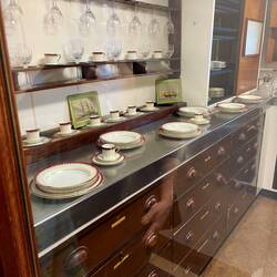 In the kitchen galley.