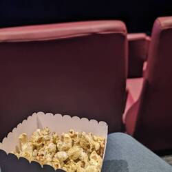 Seaweed popcorn, it was that or cheese, they'd run out of the good flavours!