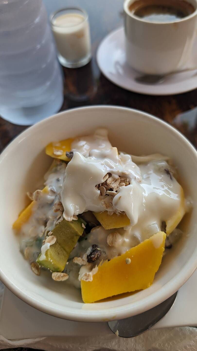 The fruit on my museli included avocado, which I'm not sure how I feel about