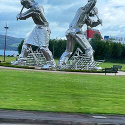 Statue in Greenock celebrating the shipbuilders.