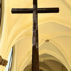 Note all the words written on this cross in the museum.