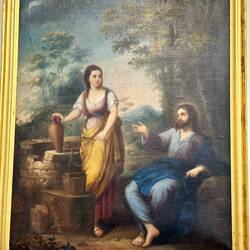 A beautiful painting of Jesus and the woman at the well.