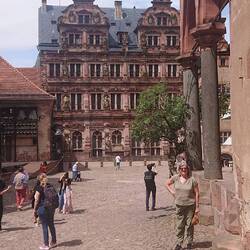 Kate in the courtyard of Schloss Heidelberger (Friedich's Wing)