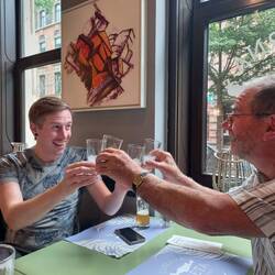 Ouzo toasting ("yamas ")