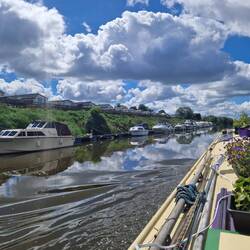 Cruisers at a caravan park. There are a far greater range of boats on the river.