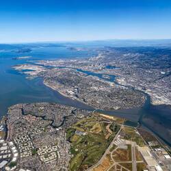 Aerial view of the area around San Francisco, CA.