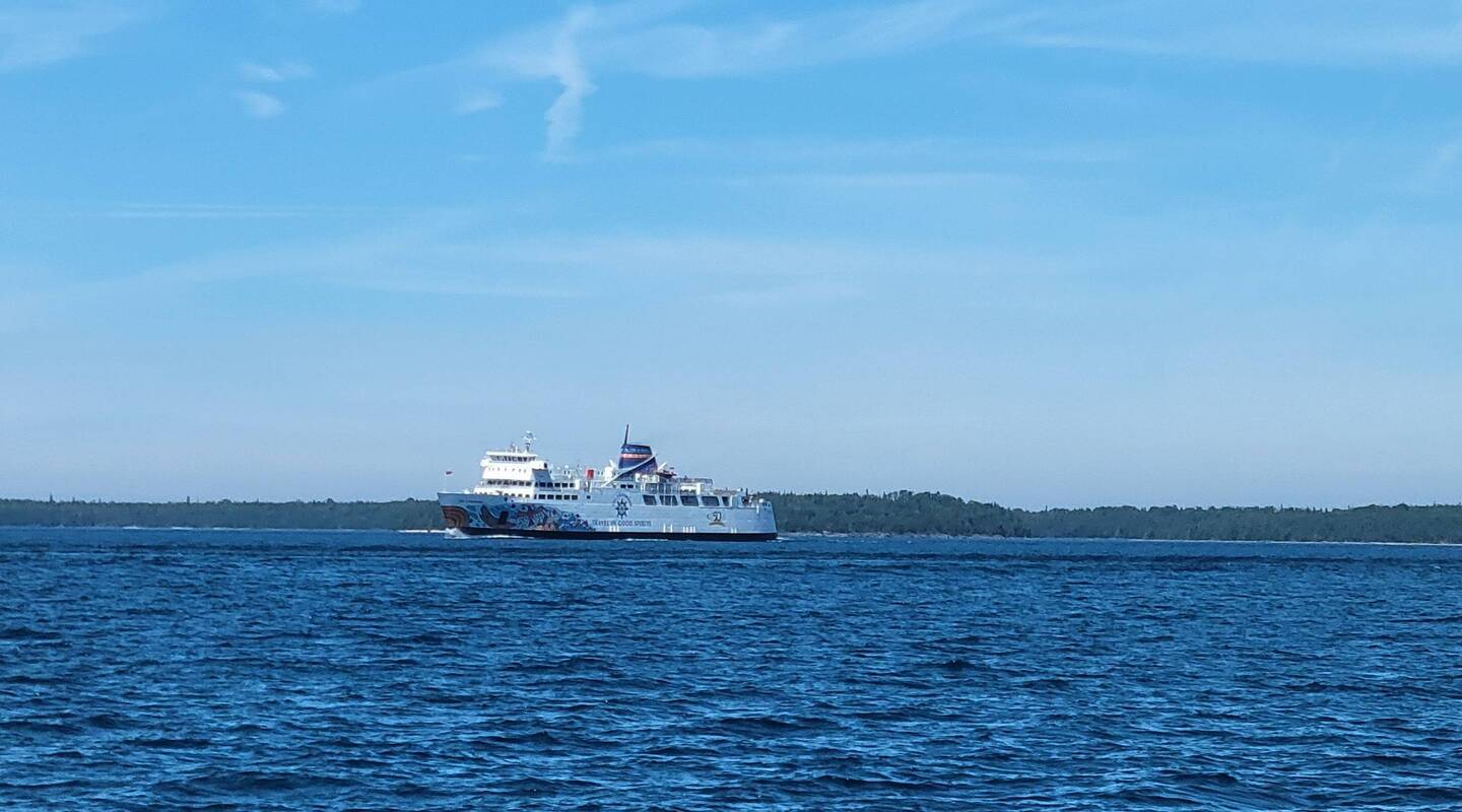 The Chi-Cheemaun return to Tobemory from Manitoulin Island.