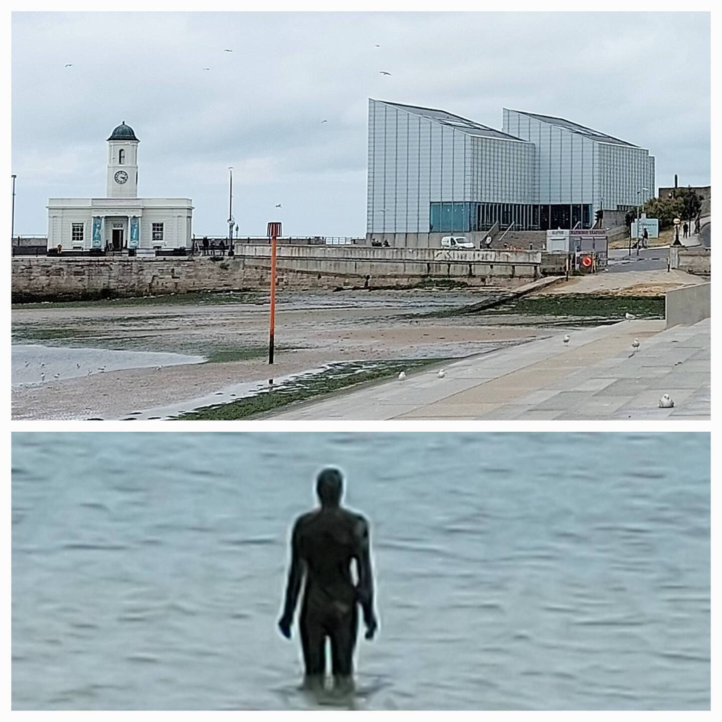 Margate; Droight House and the Turner Contemporary / Anthony Gormley Sculpture (Another Time)