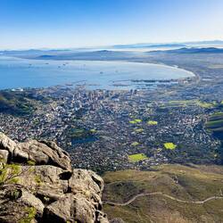 Expansive view of the city from Table Mountain — Cape Town, SA.