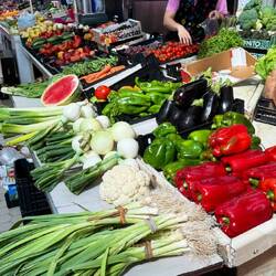 Amazing assortment of fruits and vegetables, plus cheeses, meats, seafood, olives and more!