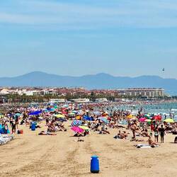 On a bike ride we went by the main beach...which was full of people on a weekday!