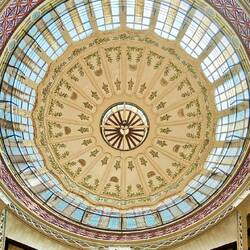 Oranges are highlighted on ceiling of dome. Oranges "saved" València economy when silk trade died.